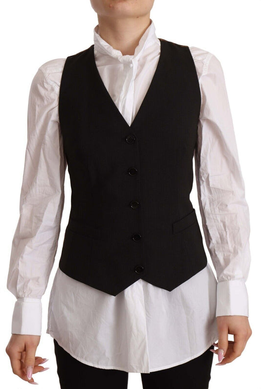 Dolce &amp; Gabbana - Haut sans manches boutonné noir en polyester