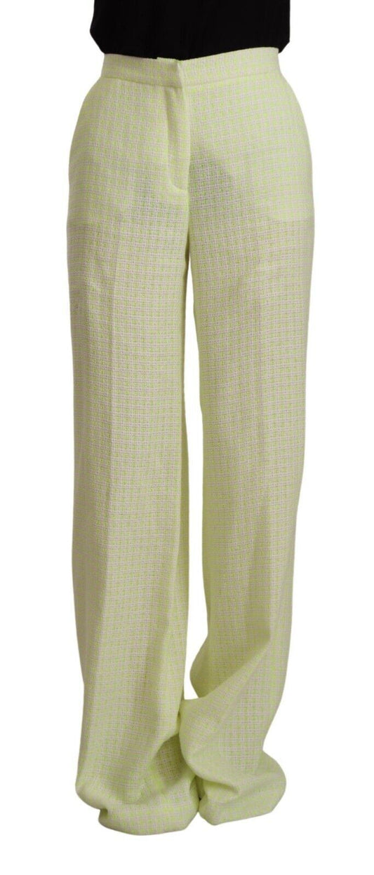 Pantalon long droit taille haute en coton jaune vert MSGM
