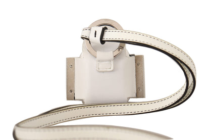 Étui pour Airpods Dolce &amp; Gabbana avec bracelet en cuir blanc et noir et logo en métal argenté