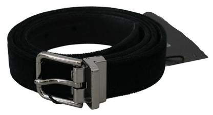 Ceinture Dolce &amp; Gabbana en cuir velours noir avec boucle argentée