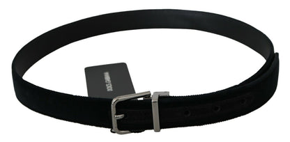 Ceinture Dolce &amp; Gabbana en cuir velours noir avec boucle argentée