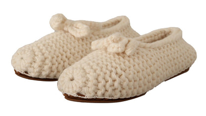 Ballerines blanches à enfiler Dolce &amp; Gabbana en tricot de laine