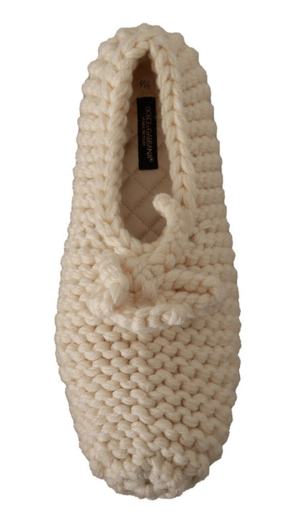 Ballerines blanches à enfiler Dolce &amp; Gabbana en tricot de laine