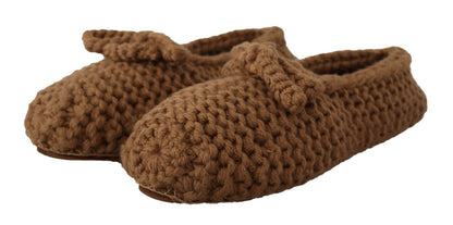 Ballerines plates à enfiler Dolce &amp; Gabbana marron en laine tricotée