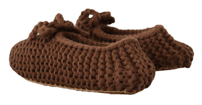 Ballerines plates à enfiler Dolce &amp; Gabbana marron en laine tricotée