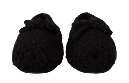 Ballerines plates noires Dolce &amp; Gabbana en tricot de laine