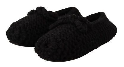 Ballerines plates noires Dolce &amp; Gabbana en tricot de laine