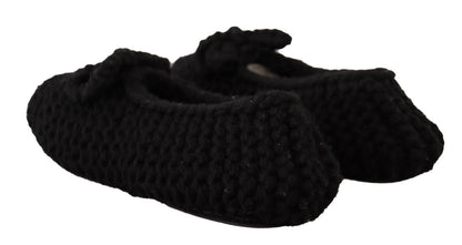 Ballerines plates noires Dolce &amp; Gabbana en tricot de laine