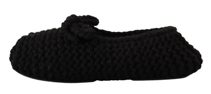 Ballerines plates noires Dolce &amp; Gabbana en tricot de laine