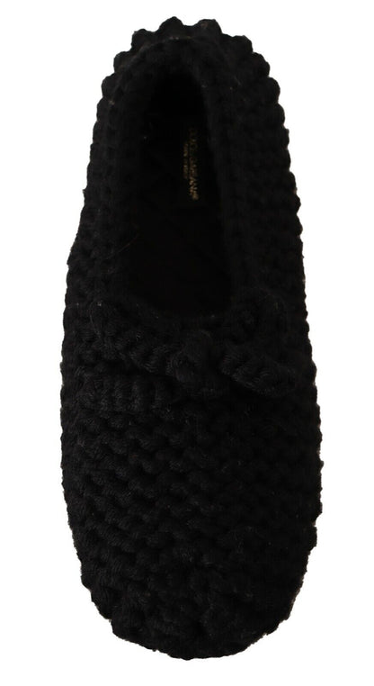 Ballerines plates noires Dolce &amp; Gabbana en tricot de laine