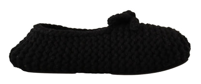 Ballerines plates noires Dolce &amp; Gabbana en tricot de laine