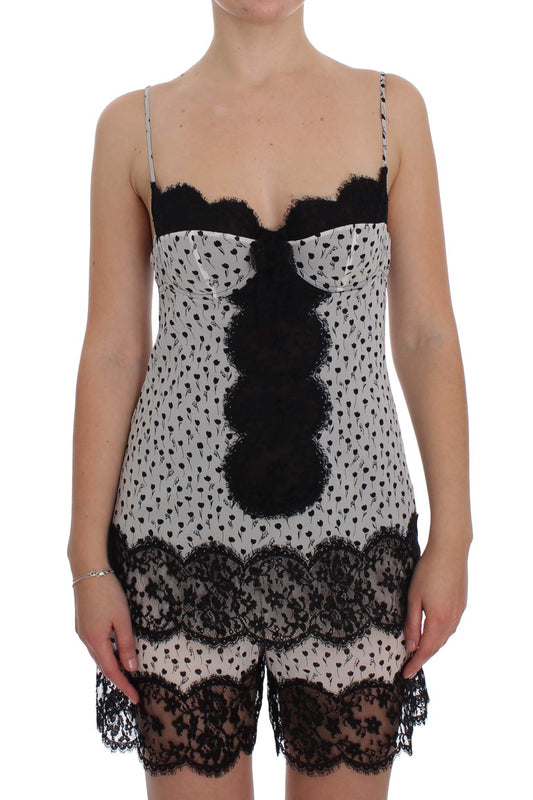 Dolce &amp; Gabbana Haut de lingerie babydoll en dentelle de soie noire