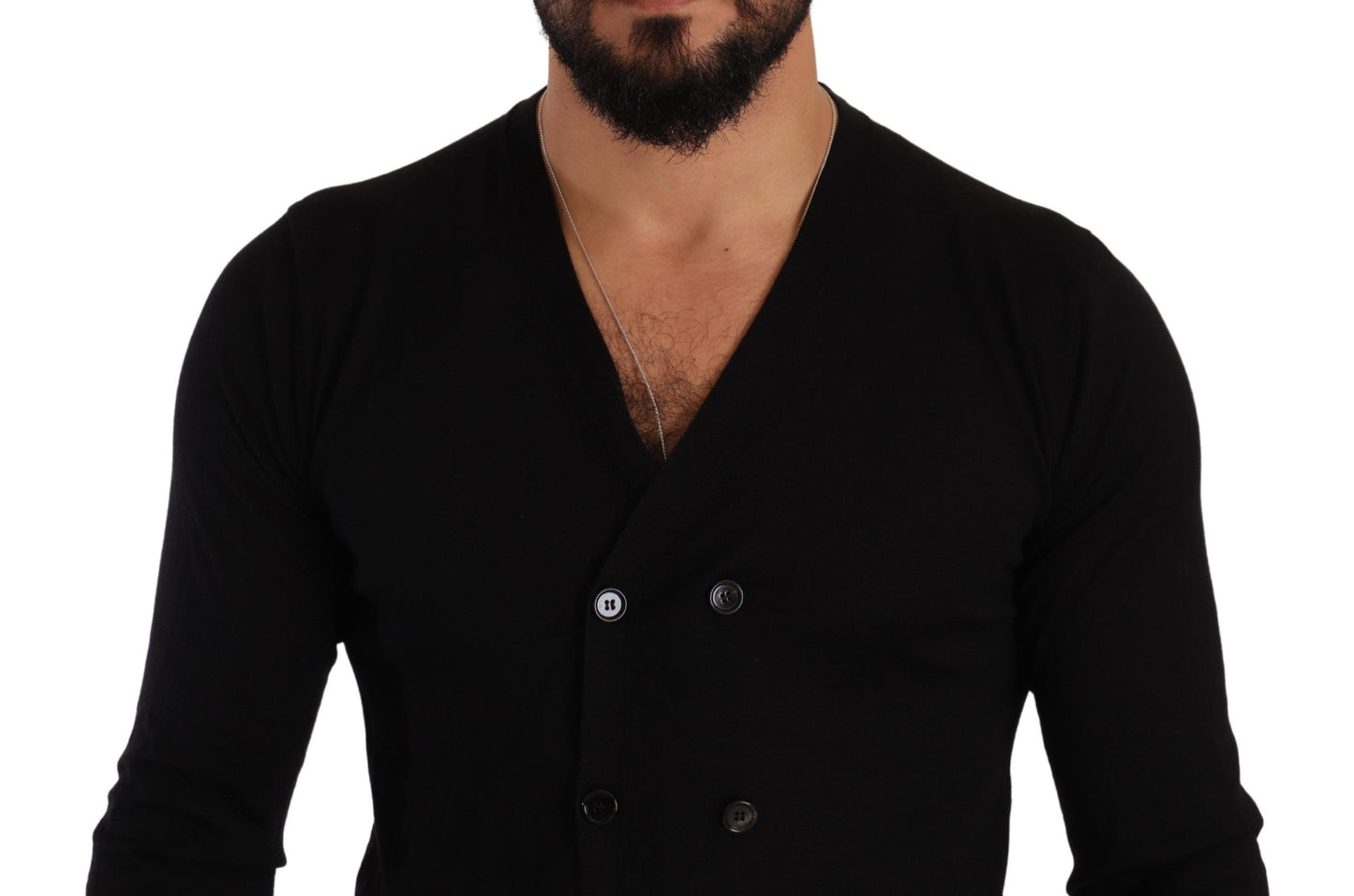 Pull cardigan boutonné en cachemire noir Dolce &amp; Gabbana