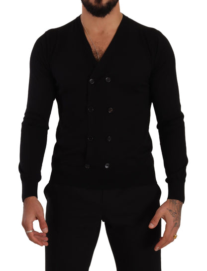 Pull cardigan boutonné en cachemire noir Dolce &amp; Gabbana