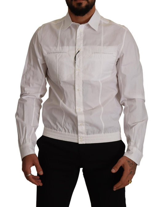 Chemise boutonnée à col pour homme en coton blanc Dolce &amp; Gabbana