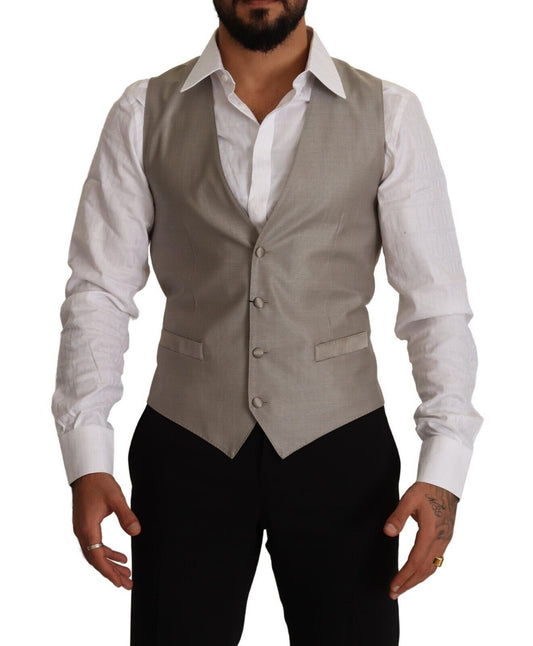 Gilet simple boutonnage en laine beige Dolce &amp; Gabbana