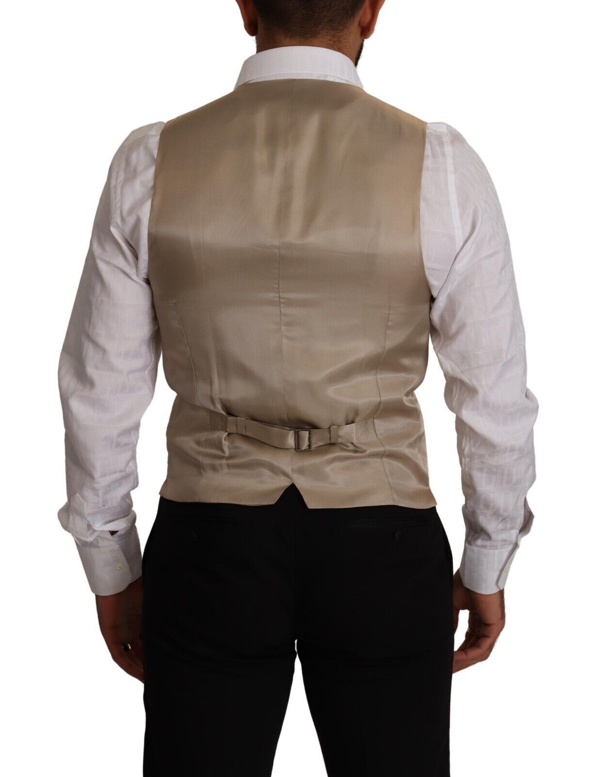 Gilet slim en coton et soie beige Dolce &amp; Gabbana