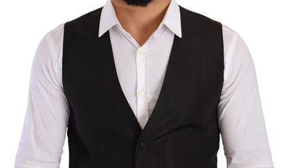 Gilet slim en soie grise Dolce &amp; Gabbana