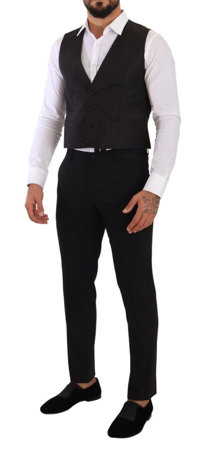 Gilet slim en soie grise Dolce &amp; Gabbana