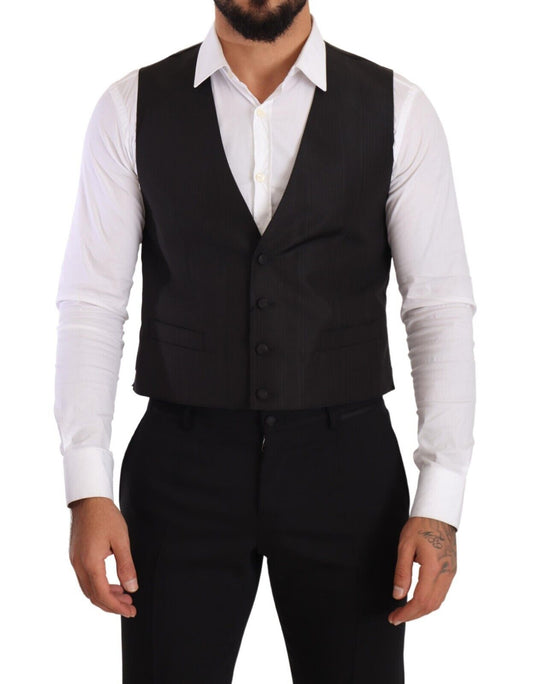 Gilet slim en soie grise Dolce &amp; Gabbana