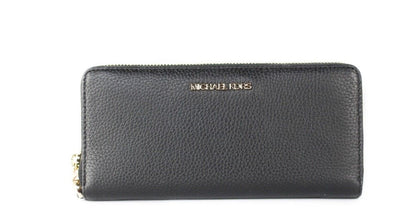 Michael Kors Jet Set Travel – Große Continental-Handgelenksbrieftasche aus schwarzem Kieselleder