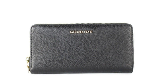 Michael Kors Jet Set Travel – Große Continental-Handgelenksbrieftasche aus schwarzem Kieselleder