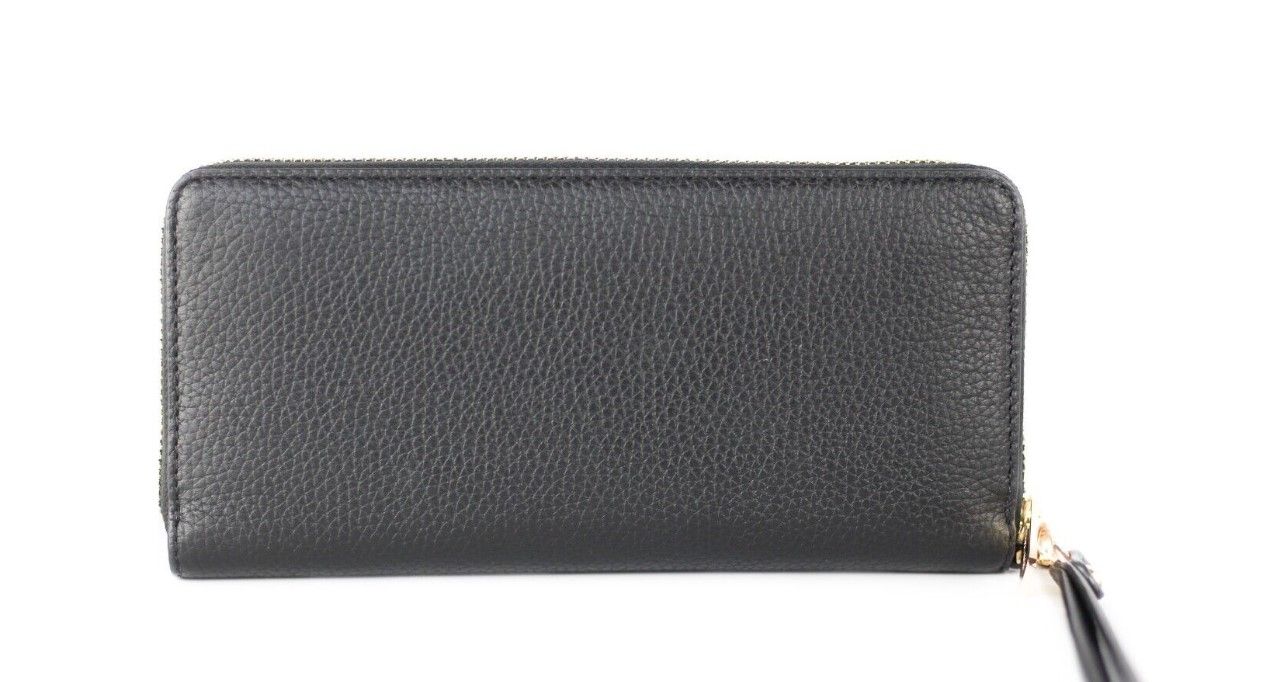 Michael Kors Jet Set Travel – Große Continental-Handgelenksbrieftasche aus schwarzem Kieselleder