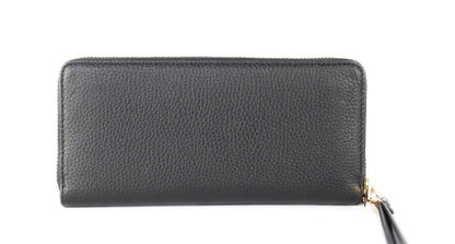 Michael Kors Jet Set Travel – Große Continental-Handgelenksbrieftasche aus schwarzem Kieselleder