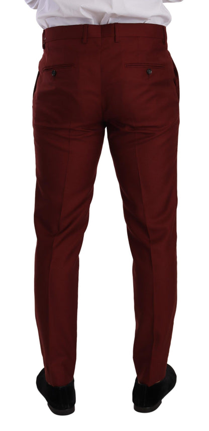 Pantalon habillé en soie et cachemire rouge Dolce &amp; Gabbana pour homme