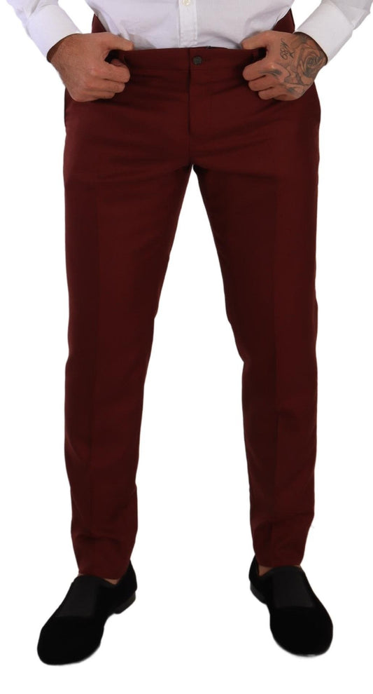 Pantalon habillé en soie et cachemire rouge Dolce &amp; Gabbana pour homme