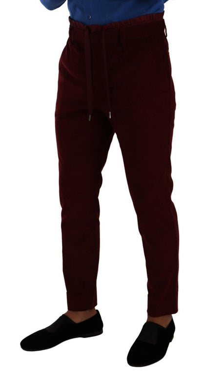 Pantalon habillé en velours bordeaux Dolce &amp; Gabbana pour homme