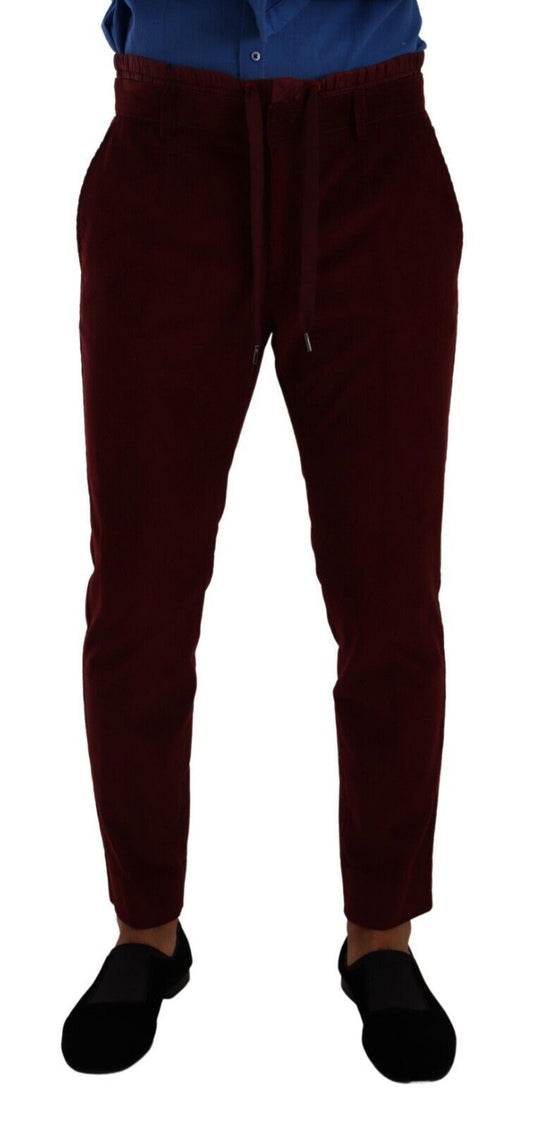 Pantalon habillé en velours bordeaux Dolce &amp; Gabbana pour homme