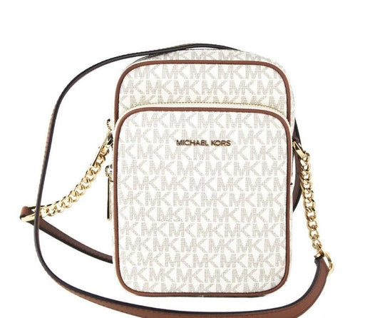 Michael Kors Jet Set – Mittelgroße Umhängetasche aus PVC in Vanille-Nord-Süd-Kette