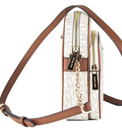 Michael Kors Jet Set – Mittelgroße Umhängetasche aus PVC in Vanille-Nord-Süd-Kette