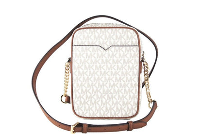 Michael Kors Jet Set – Mittelgroße Umhängetasche aus PVC in Vanille-Nord-Süd-Kette