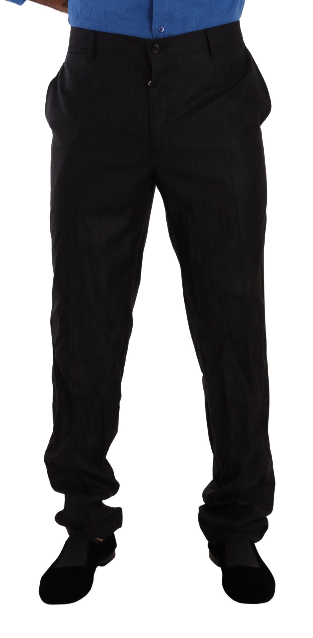 Pantalon habillé en laine et soie gris Dolce &amp; Gabbana