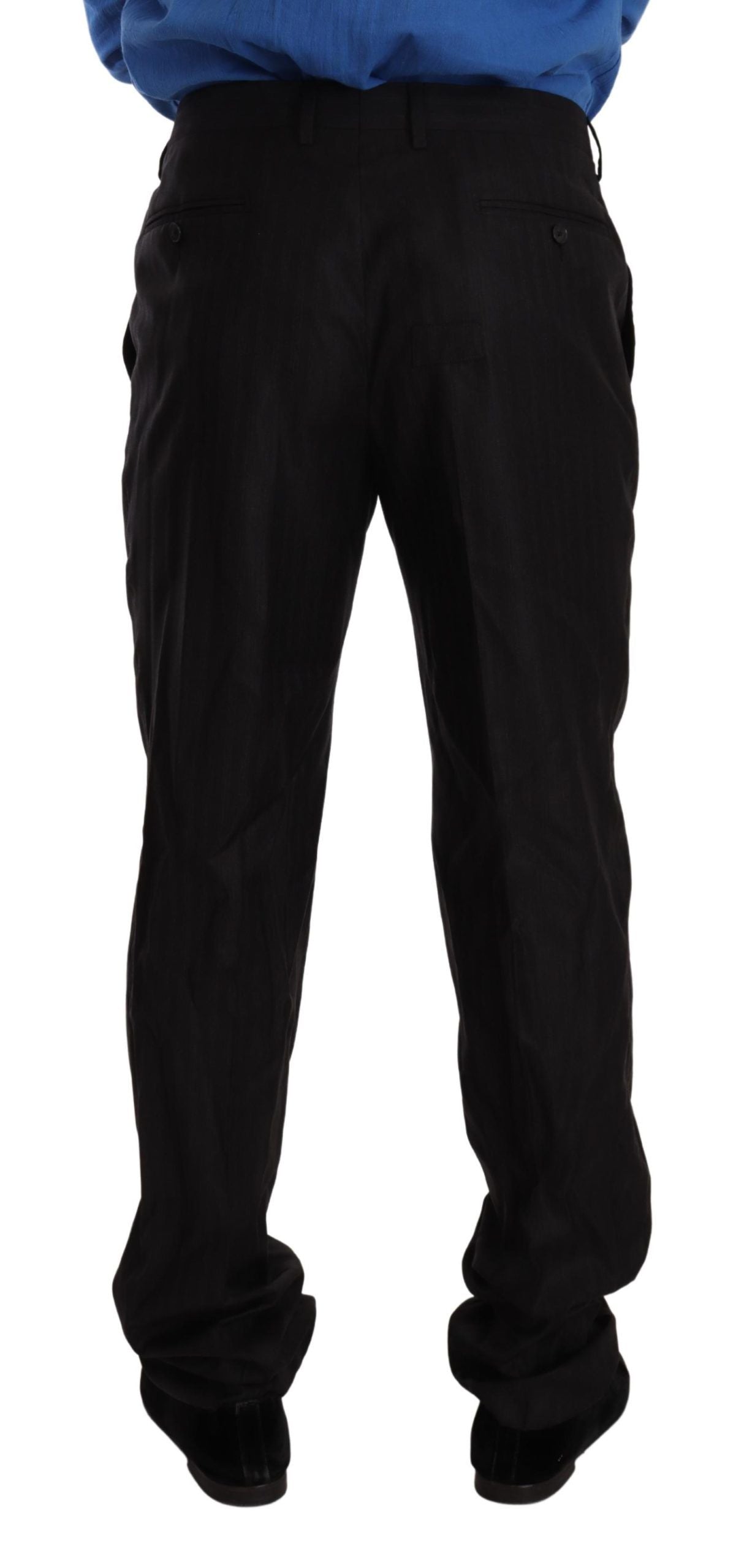 Pantalon habillé en laine et soie gris Dolce &amp; Gabbana