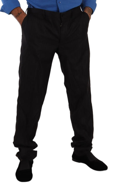 Pantalon habillé en laine et soie gris Dolce &amp; Gabbana
