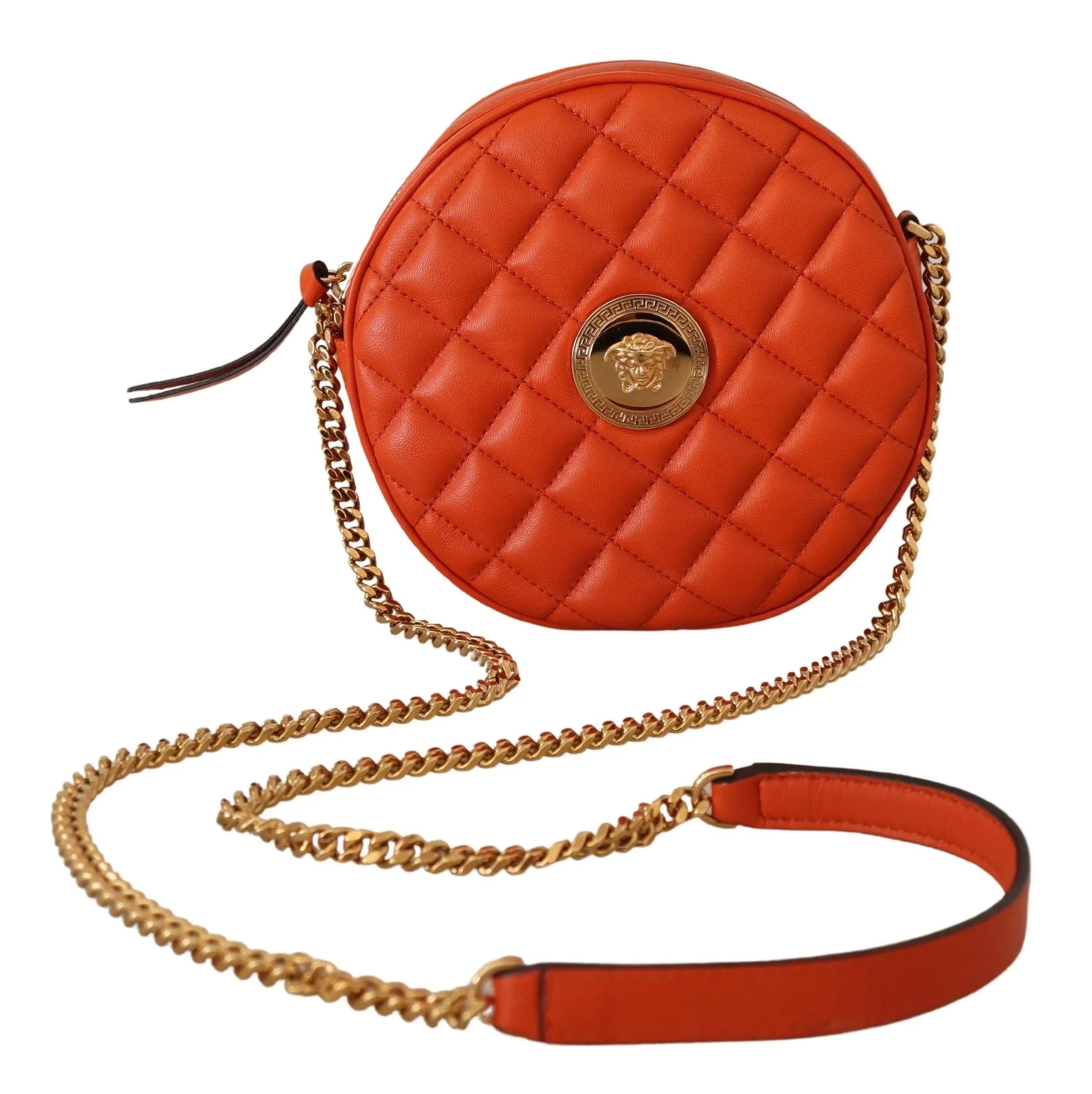 Sac bandoulière rond élégant en cuir de nappa