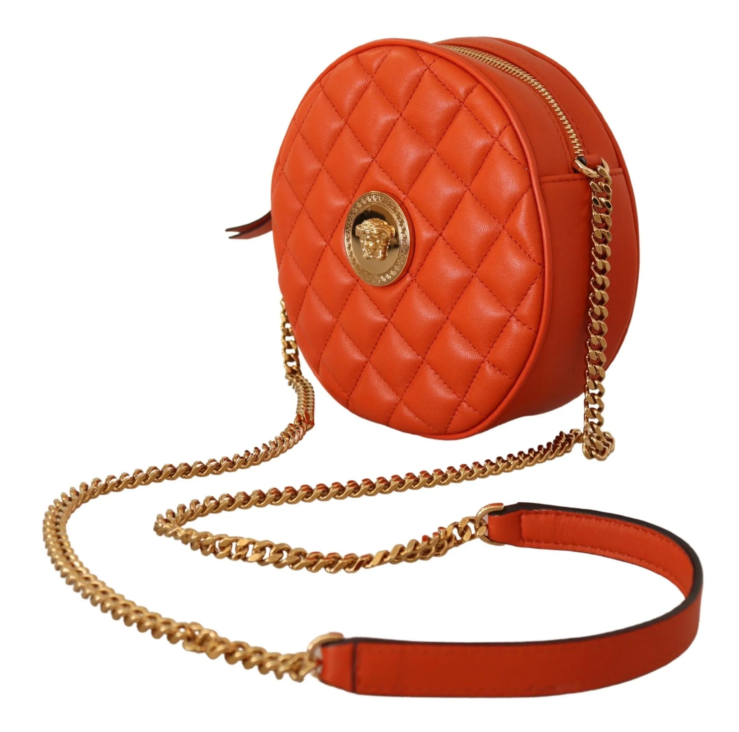 Sac bandoulière rond élégant en cuir de nappa