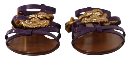 Sandales plates Dolce &amp; Gabbana en cuir violet Devotion