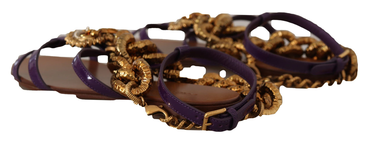 Sandales plates Dolce &amp; Gabbana en cuir violet Devotion