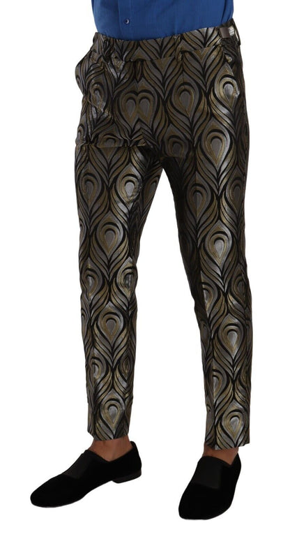 Pantalon habillé Dolce &amp; Gabbana en jacquard argenté et doré pour homme