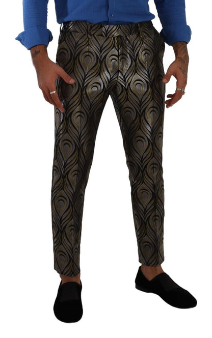 Pantalon habillé Dolce &amp; Gabbana en jacquard argenté et doré pour homme