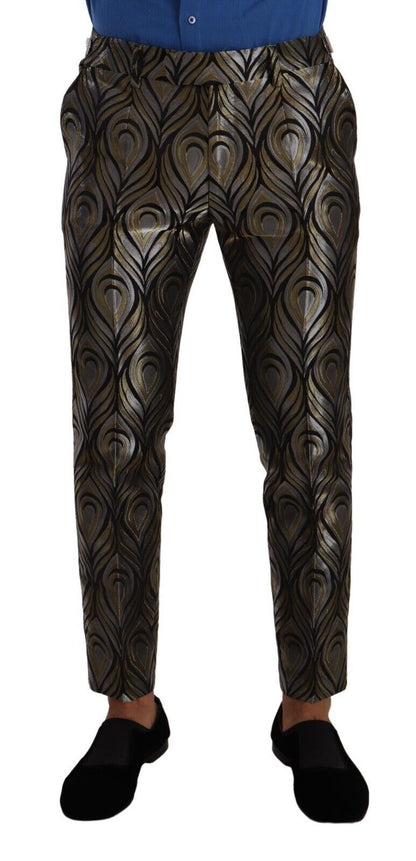 Pantalon habillé Dolce &amp; Gabbana en jacquard argenté et doré pour homme
