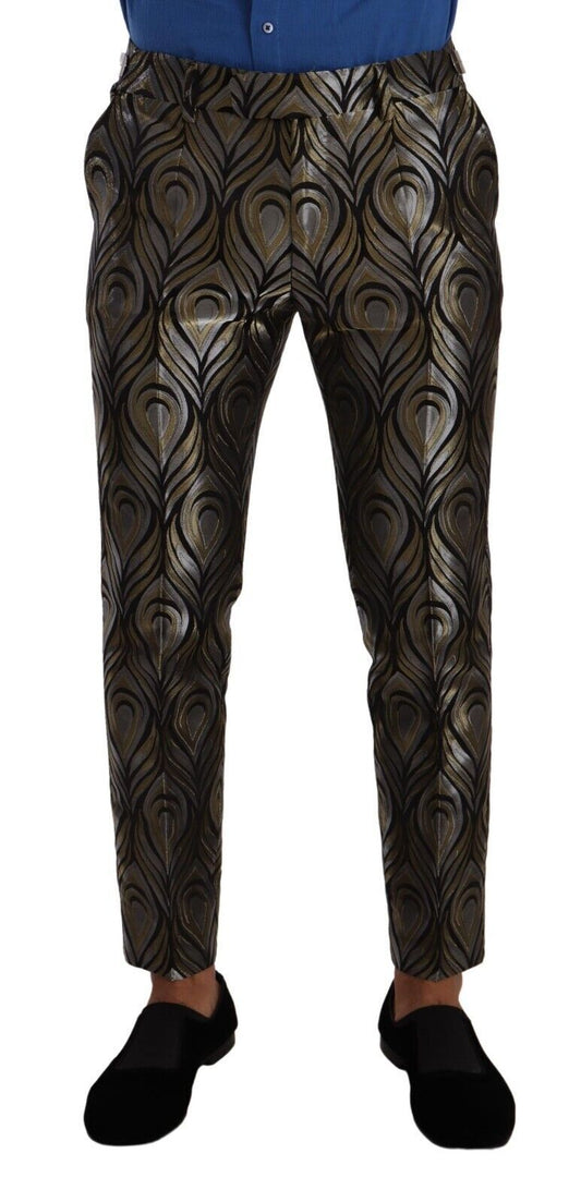Pantalon habillé Dolce &amp; Gabbana en jacquard argenté et doré pour homme