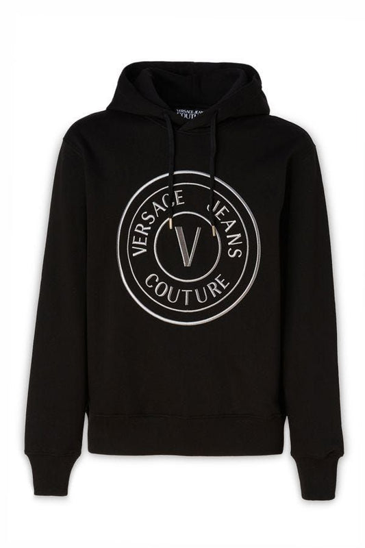 Versace Jeans – Atemberaubendes schwarzes Baumwoll-Sweatshirt mit Kapuze