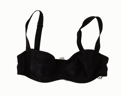 Dolce &amp; Gabbana Soutien-gorge balconnet en dentelle satinée noire à pois