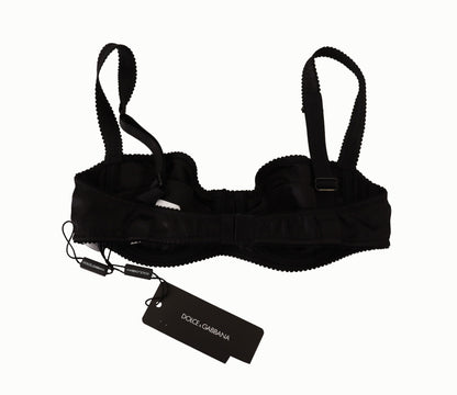 Dolce &amp; Gabbana Soutien-gorge balconnet en dentelle satinée noire à pois