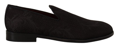 Mocassins en brocart fleuri noir Dolce &amp; Gabbana